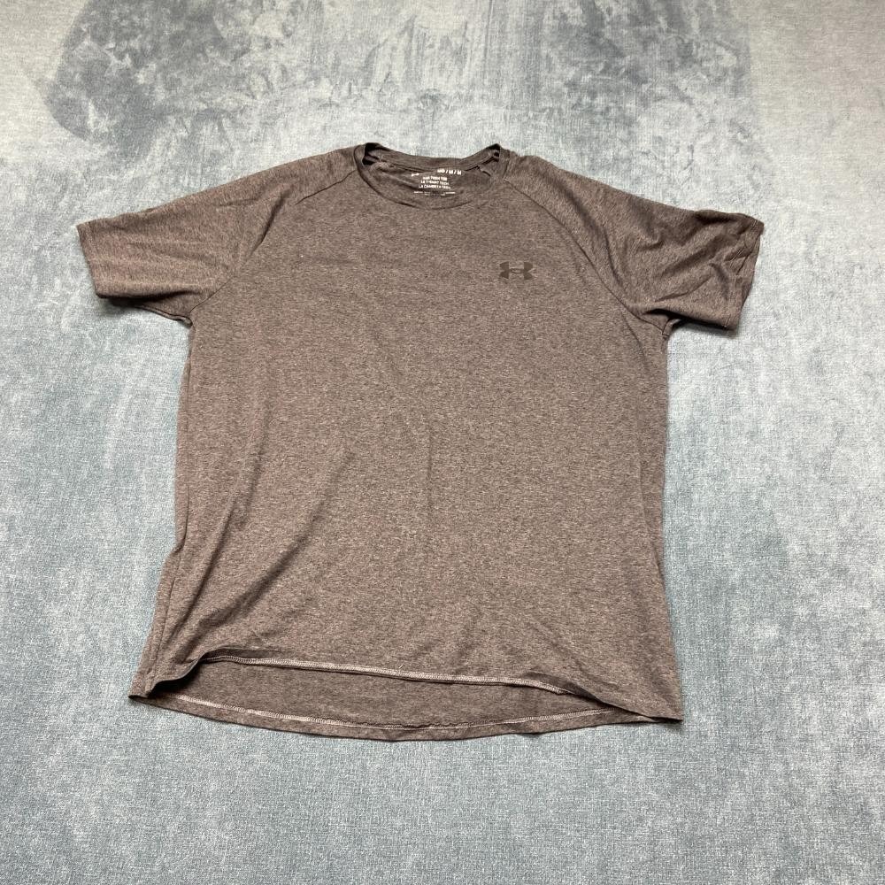 Under Armour T-Shirt Womens Medium Heather Gray Raglan Sleeve Running Gym Wear